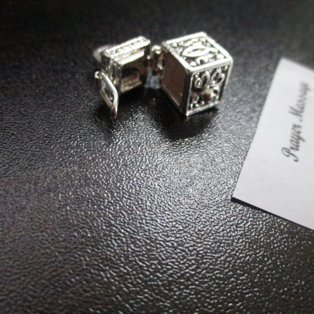 Vintage Prayer Message Box Charm for necklace
